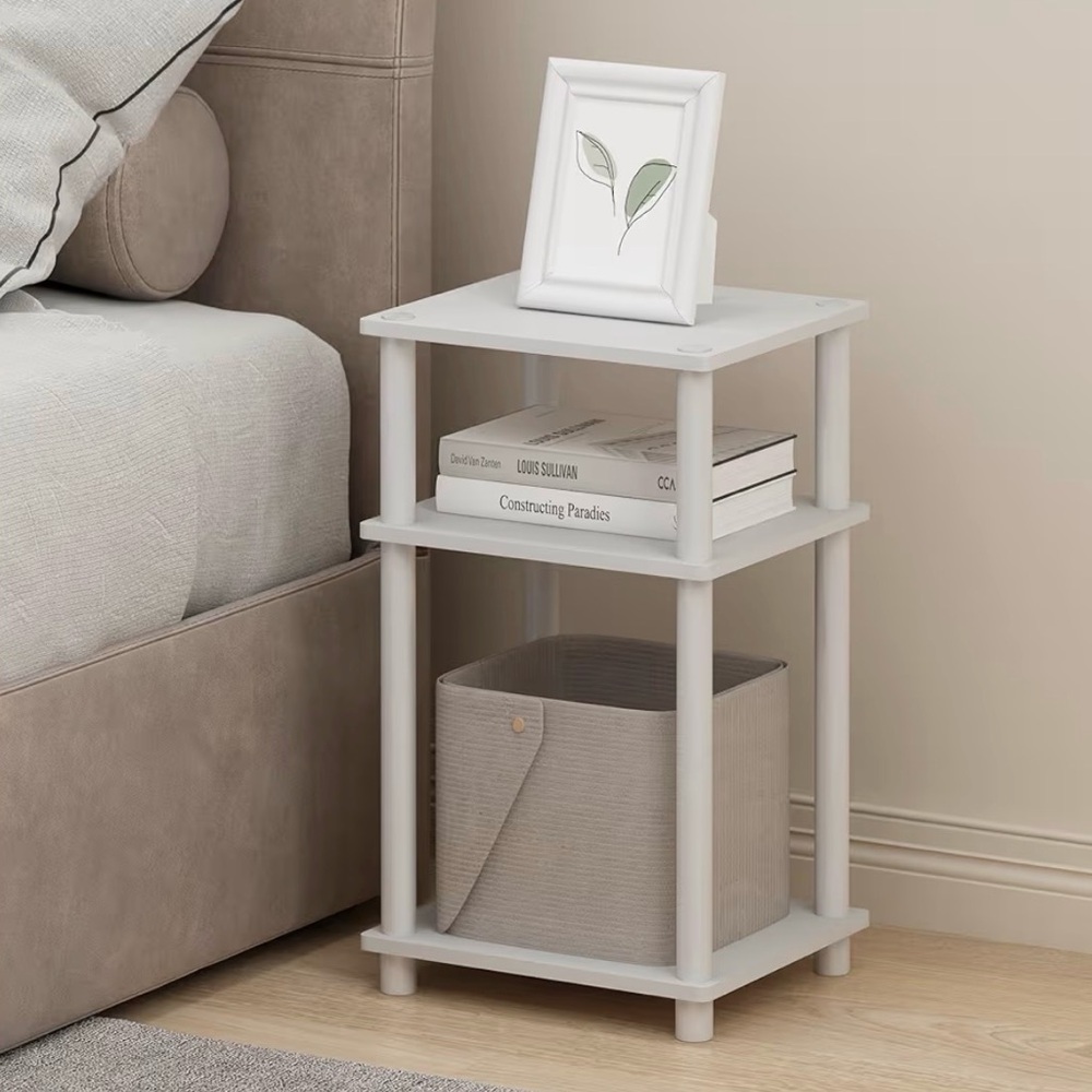 White 3-Tier Nightstand Storage Shelf - Home Storage & Organization